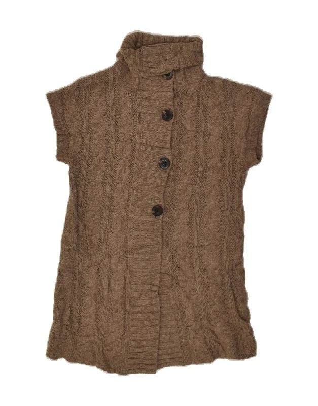 Super Savings EDDIE BAUER Womens Short Sleeve Cardigan Sweater UK 10 Small Brown