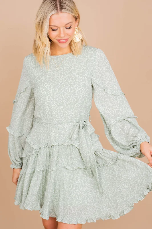 Limited Availability All That You Love Sage Green Ditsy Floral Dress