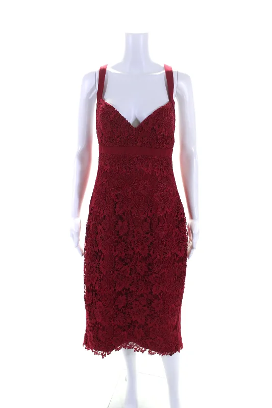 Holiday Sale ML Monique Lhuillier Womens Scarlet Candlelight Dress Red