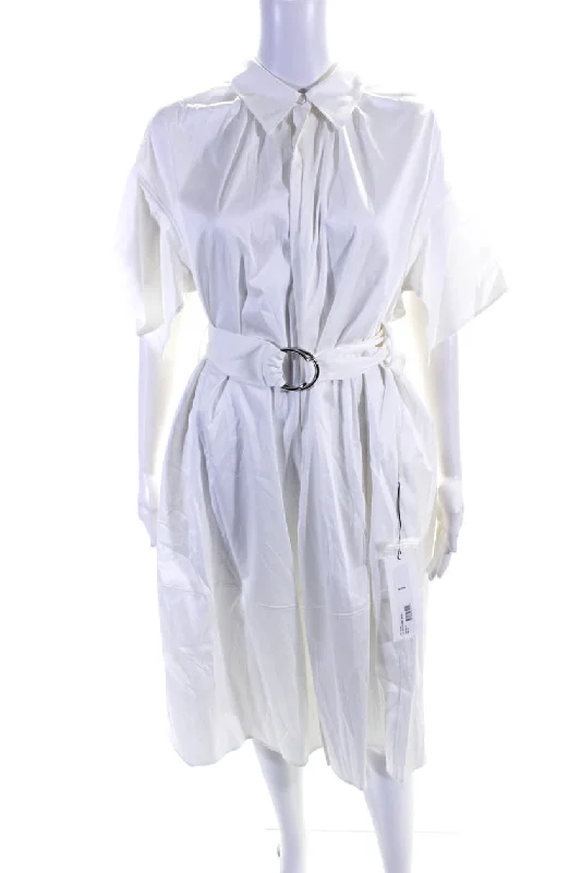 Act Fast Adeam Womens Belted Shirt Dress White