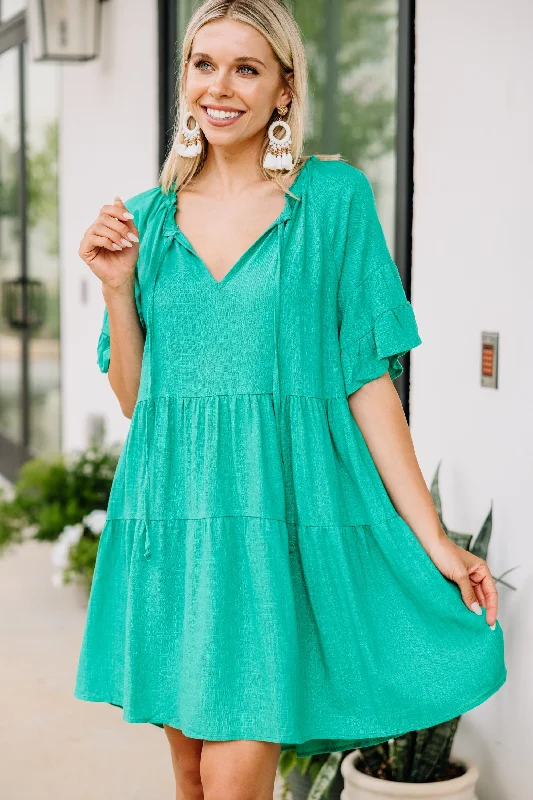 The Best Prices Dream A Little Dream Emerald Green Linen Dress