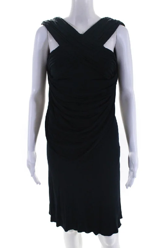Extra Savings Rafael Cennamo Women's Sleeveless Open Back V Neck Cocktail Dress Navy