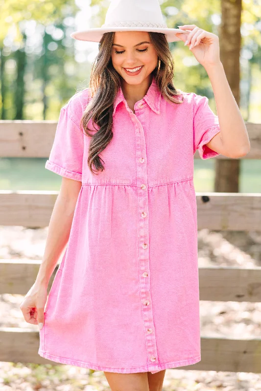Today’s Deal Take Me Away Pink Denim Babydoll Dress