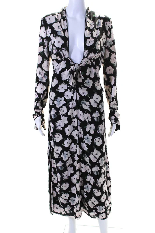 Best Seller Proenza Schouler Womens Silk Floral Plunge Double Slit Maxi Dress Black Best Seller Proenza Schouler Womens Silk Floral Plunge Double Slit Maxi Dress Black