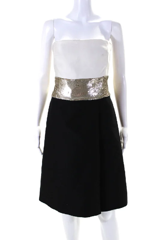 Today’s Deal Giambattista Valli Womens Silk Strapless Dress White Black