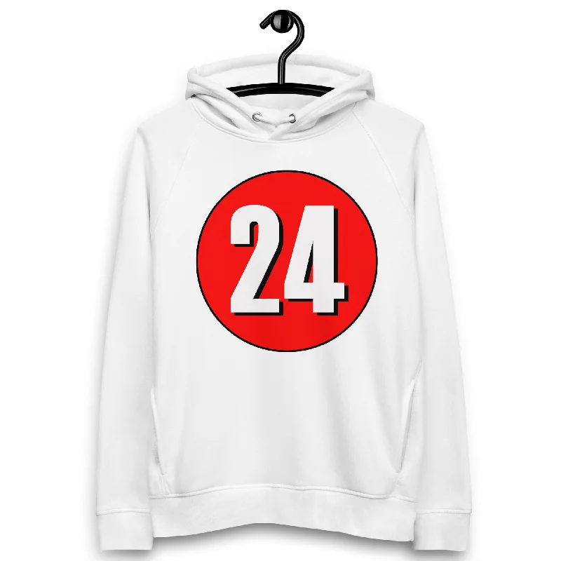 Price Drop Alert Unisex pullover hoodie: White on Red 24