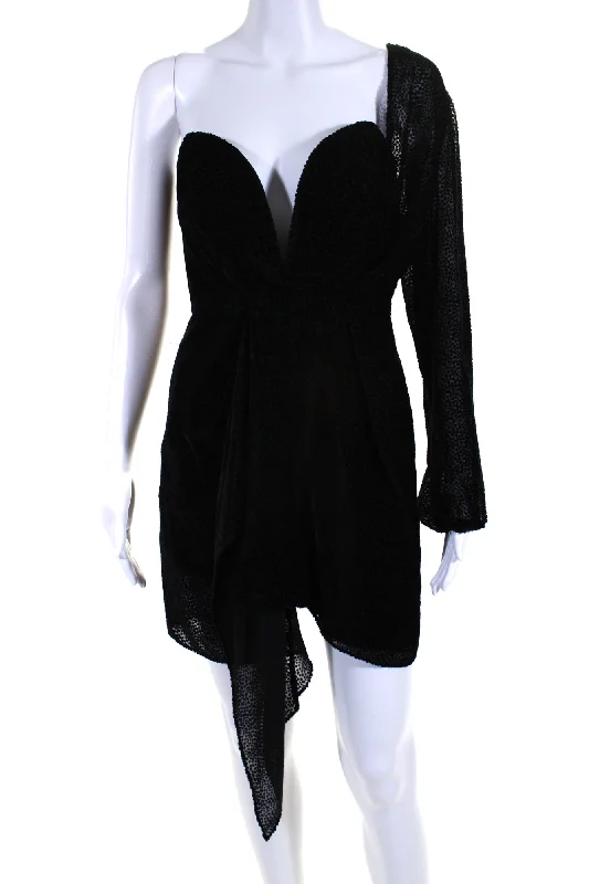 Instant Discount Michelle Mason Womens Burnout Velvet Sweetheart Mini Dress Black