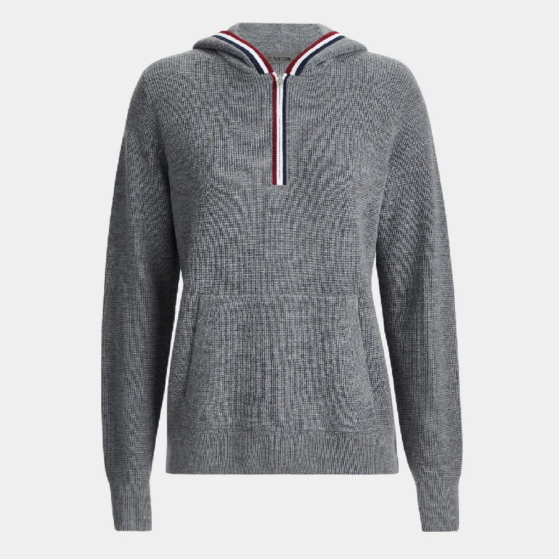Big Savings G/FORE WOMEN WAFFLE STITCH MERINO WOOL HOODED QUARTER ZIP SWEATER