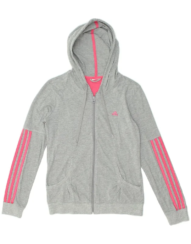 Deal of the Week ADIDAS Womens Zip Hoodie Sweater UK 12 Medium Grey