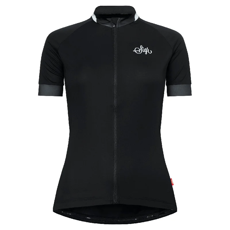 Steals and Deals Svart Grus Women's Black Cycling Jersey