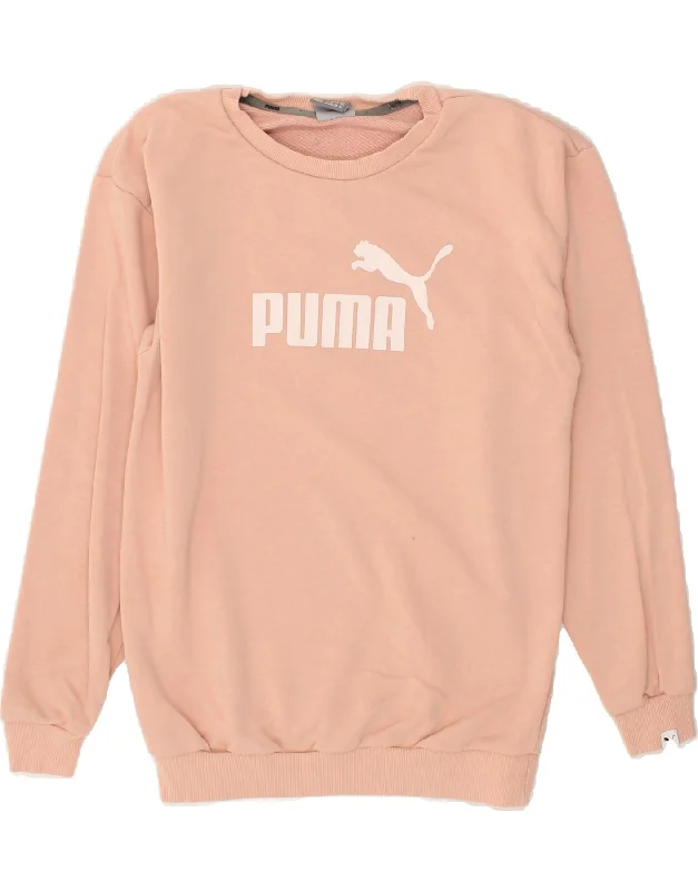 Daily Deals PUMA Womens Graphic Sweatshirt Jumper UK 8 Small  Beige Cotton