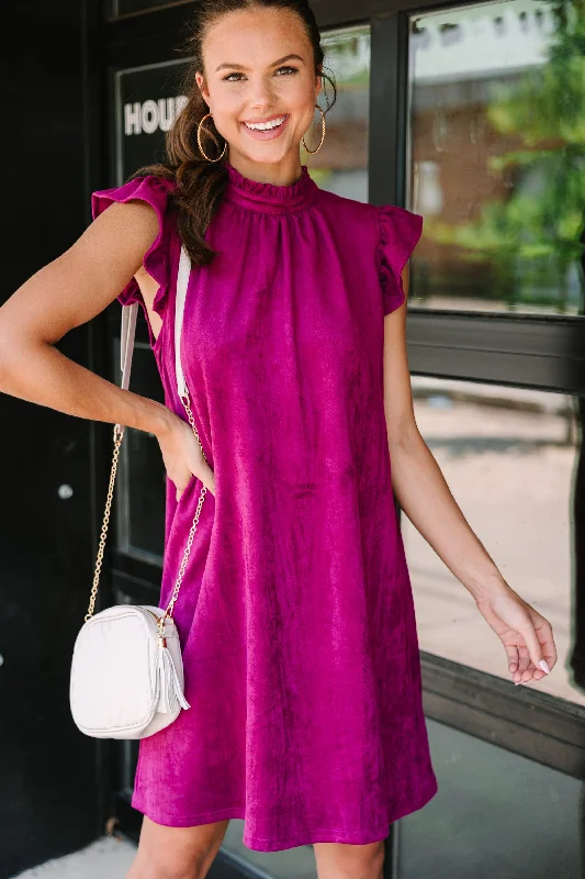 Final Clearance Please The Crowd Plum Purple Shift Dress
