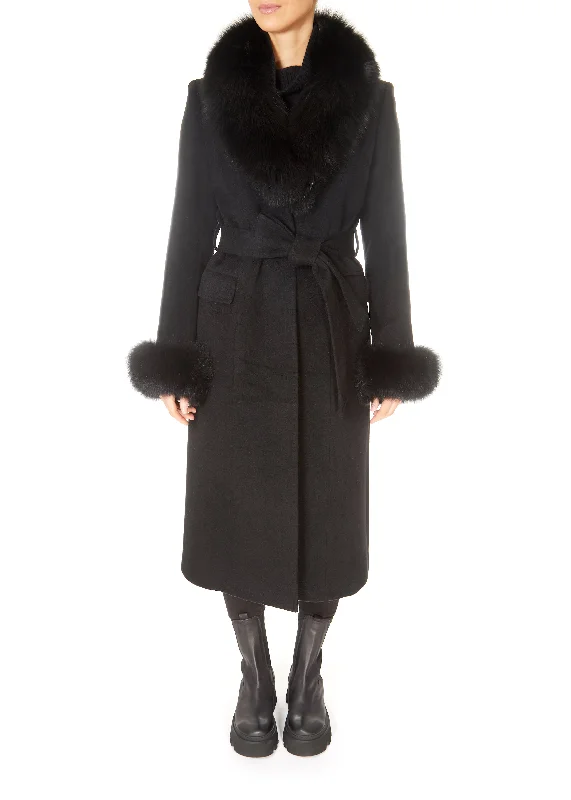 Crazy Deals Jessimara Long Wool Blend Coat Black